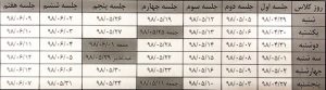 جدول زمانی کلاس ها